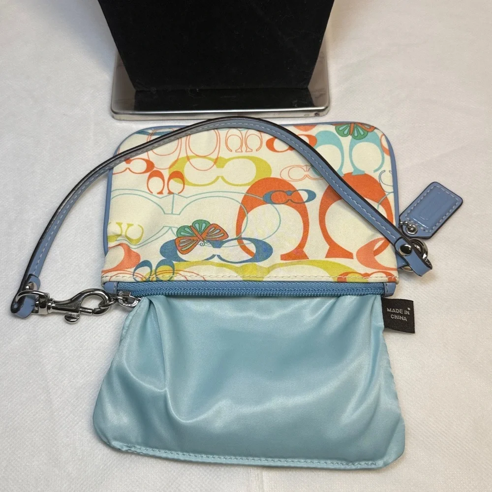 Coach Multicolor Signature Wristlet with Butterfly Motif - Picture 9 of 11